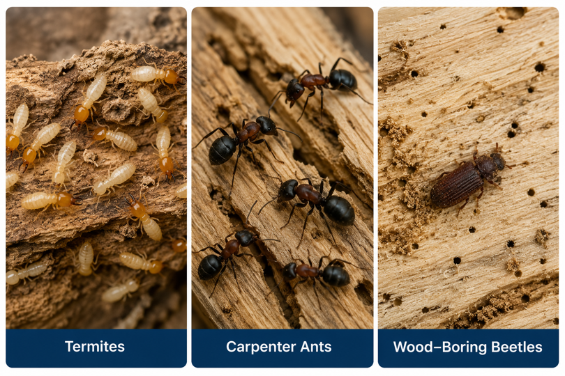 Termites, Carpenter Ants, and Wood-Boring Beetles